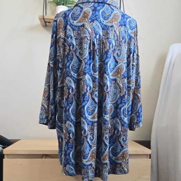 Redhotype Blue Paisley Long Sleeve Button-Up Blouse – Women’s 4X – NWT - Picture 4 of 8